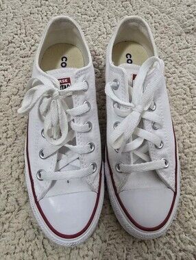 Converse  White Low-Top Sneakers with Red Trim